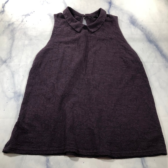 Topshop Purple Lace Peter Pan Collar Tank Top - Picture 8 of 8